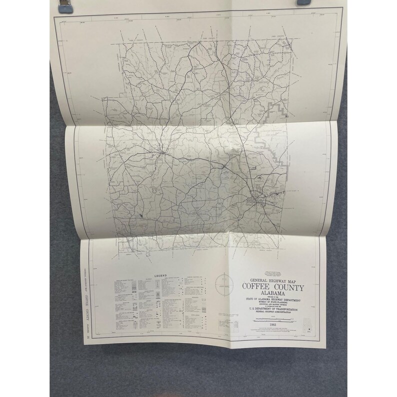 Vintage 1983 General Highway Map Coffee County Alabama 23" x 18" Enterprise Elba image 1
