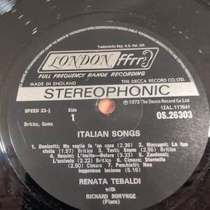 Renata Tebaldi in Concert Richard Bonynge Piano London fffr Vinyl LP OS 26303 image 4