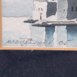 Mery Ortolio-Biocic Original Miniature Watercolor Coastal Fortress Painting 2005 image 4