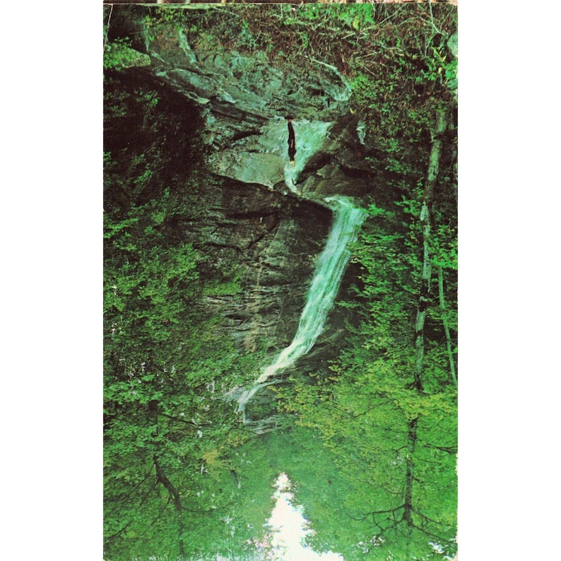 Vintage-Postkarte von Montreat, NC, Dogwood Gaither Chapel, Wasserfall, 1975, Color King Bild 1