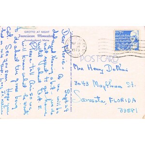 Vintage Grotto at Night Franciscan Monastery Kennebunkport Maine Postcard 1975 image 2