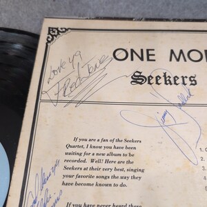 Seekers Quartet One More Time Vinyl LP Autographed Southern Gospel TS 1559 image 4