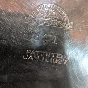 Antique Meriden S. P. Co. Silver Plate Cocktail Shaker 311 Patented 1927 Handle image 8