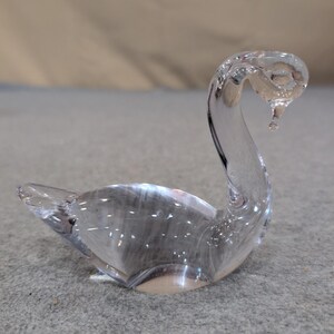 Vintage Clear Glass Swan Figurine Small Arched Neck Bird Sculpture Paperweight image 5