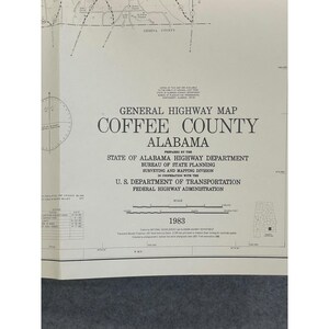 Vintage 1983 General Highway Map Coffee County Alabama 23" x 18" Enterprise Elba image 2