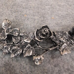 Vintage Silver Tone Cast Metal Rose Floral Wreath Stand Circular image 2