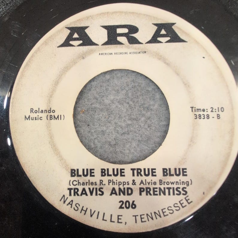 Travis and Prentiss Peggy Sue Blue Blue True Blue ARA 206 Nashville 45 RPM Vinyl Bild 2