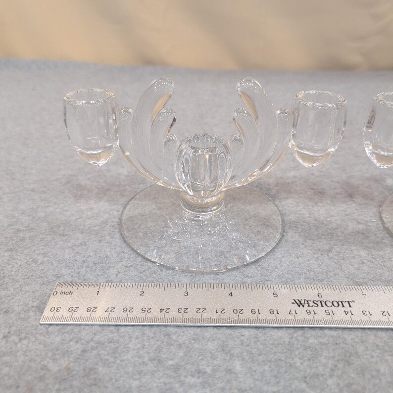 Vintage Heisey Crystolite helderglazen kandelaar set van 2 c. 1937-1957 afbeelding 6