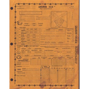 Vintage 1983 Advanced Dungeons & Dragons ADD Player Character Record Sheet VG- image 1