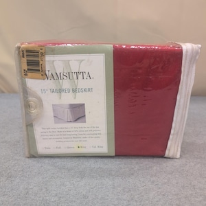 Wamsutta King Size Tailored Bedskirt Red Split Corner 15 Inch Drop New image 1