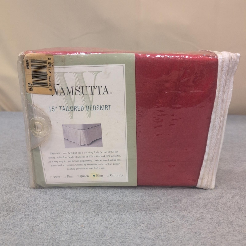 Wamsutta King Size Tailored Bedskirt Red Split Corner 15 Inch Drop New image 1