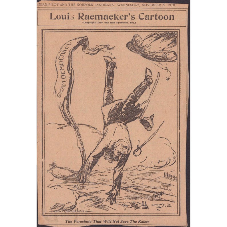 Louis Raemaekers Politische Cartoons aus dem Ersten Weltkrieg aus dem Jahr 1918, Ausschnitte aus Norfolk-Wahrzeichen Bild 6