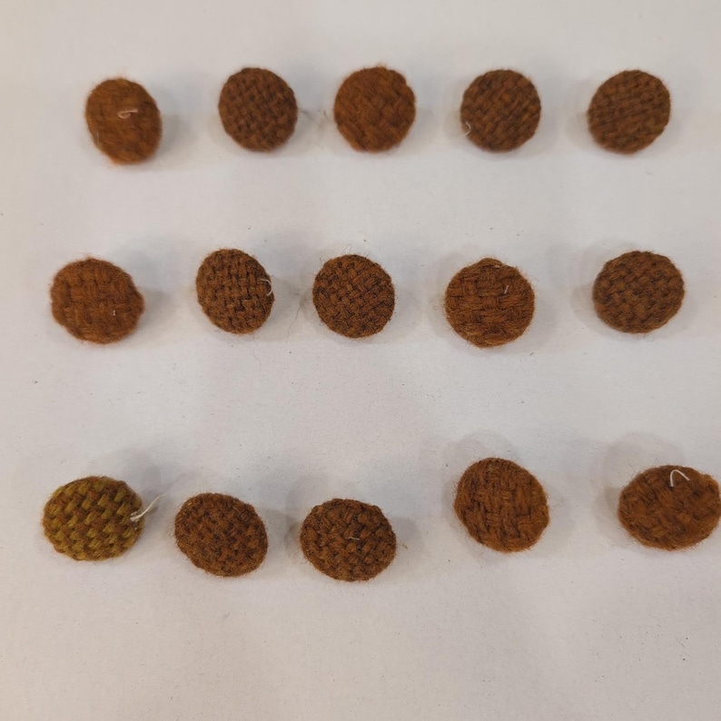 Set of 15 VTG Round Woven Buttons Brown Orange Accents Craft Sewing Apparel image 1