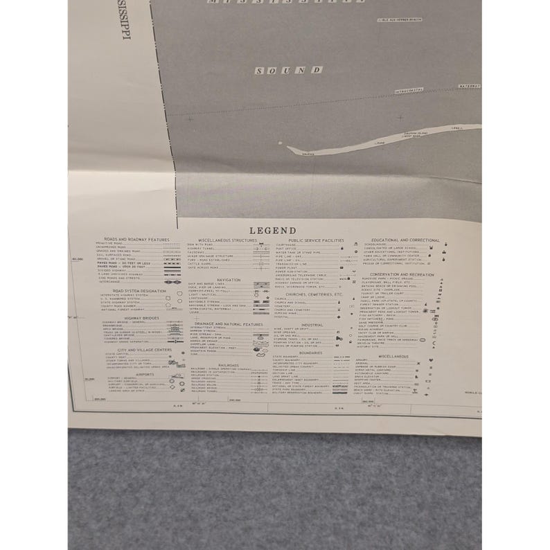 VTG 1982 Mobile County Alabama General Highway Map 39" x 18" Bayou La Batre image 3