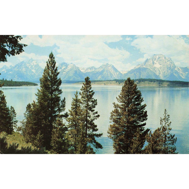 Grand Teton National Park Jackson Lake Wyoming Chrome Postcard Crandall Studio 2 image 1