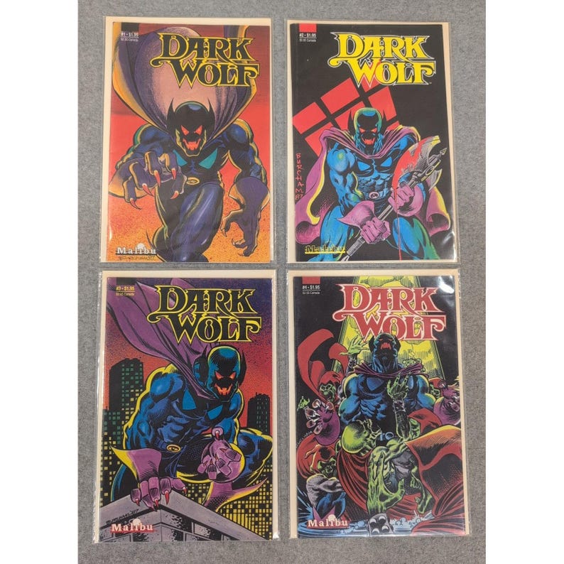 Dark Wolf Malibu Comics Issues 1 2 3 4 Set 1987 Butch Burcham Copper Age Lot image 1