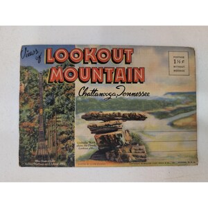 LOOKOUT MOUNTAIN Chattanooga TN Fold-Out Postcard Booklet 1940s Incline Rock