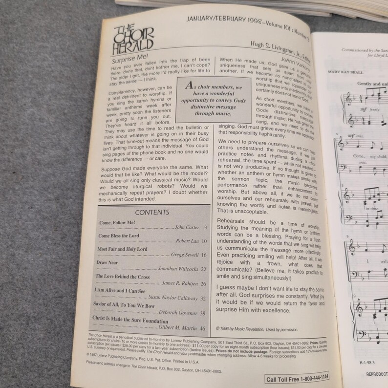 Lot of 19 The Choir Herald January February 1998 Choral Sheet Music Lorenz image 2