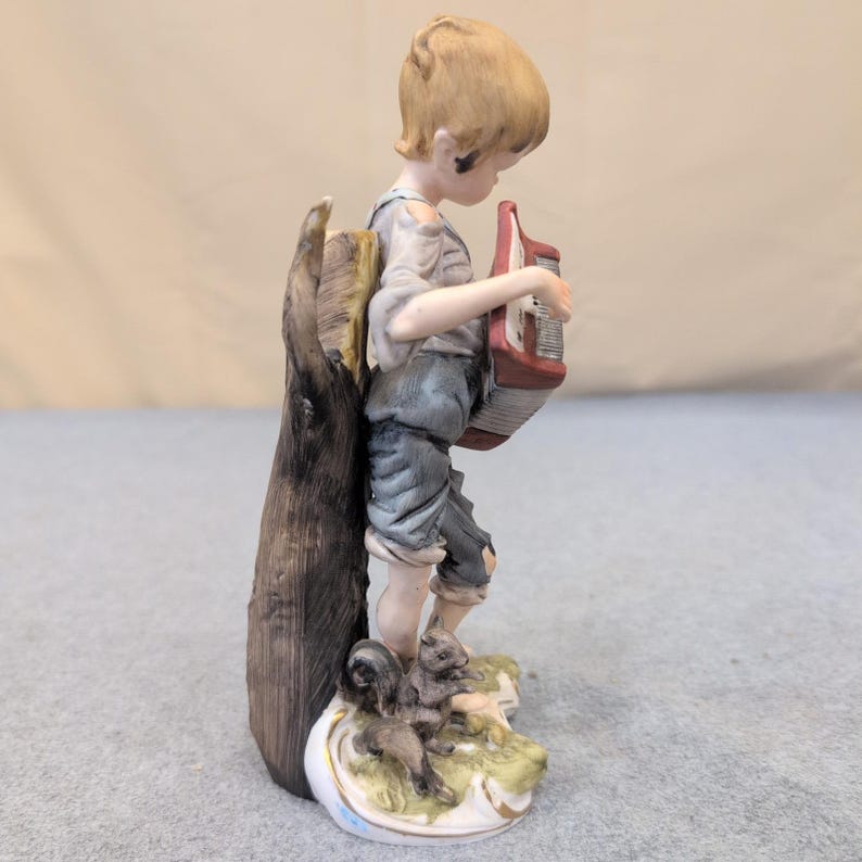 Vintage Folk Singers Porcelain Boy with Accordion Figurine 2147 Matte Finish image 5
