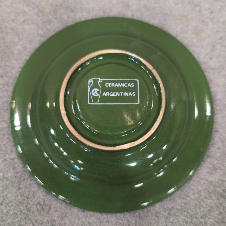 La Palmera Parrilla Restaurant Argentina Ceramic Ashtray Green Ceramicas Argenti image 3