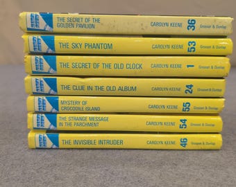 Nancy Drew Mystery Stories Lot of 7 Grosset & Dunlap Yellow Spine Hardcover Book