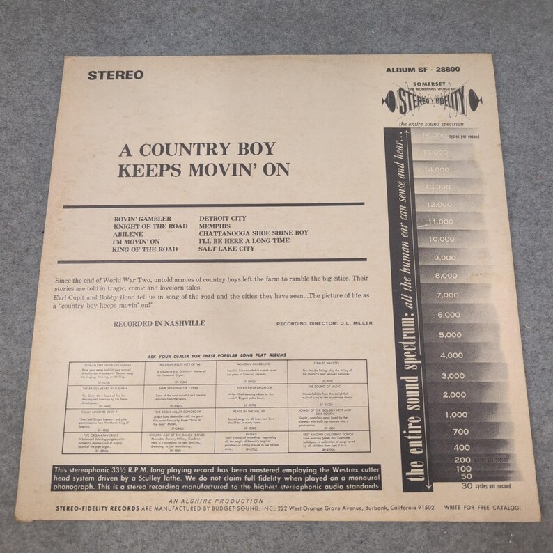 Bobby Bond Earl Cupit A Country Boy Keeps On Vinilo LP Somerset SF-28800 imagen 2