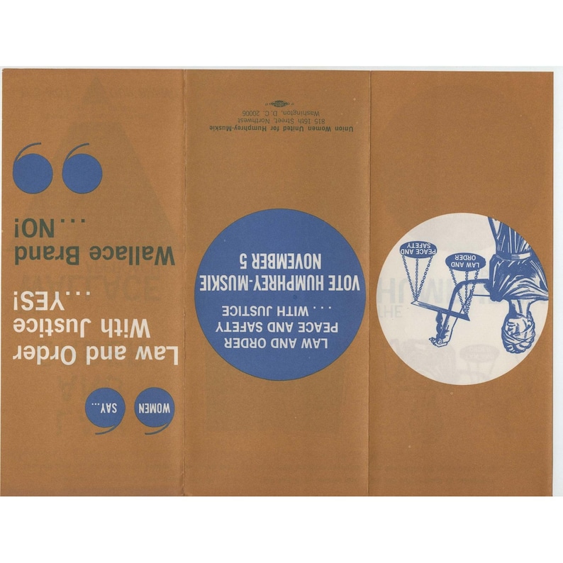 1968 Humphrey-Muskie Lag och ordning-kampanjbroschyr Union Women United bild 1