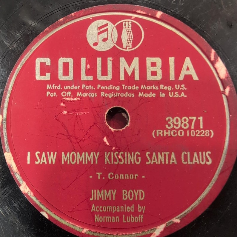 I Saw Mommy Kissing Santa Claus - Jimmy Boyd - Thumbelina Columbia 78 RPM image 1