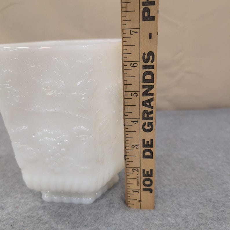 Fire-King Milk Glass Harvest Grape Hexagonal Planter White VTG Anchor Hocking image 6