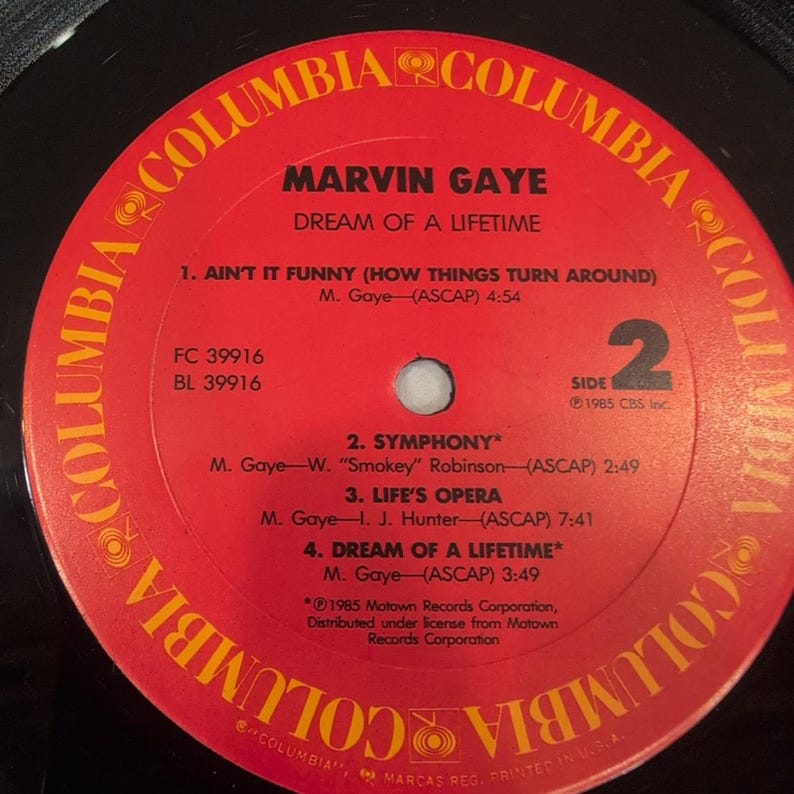 Marvin Gaye Dream of a Lifetime Vinyl LP Columbia FC 39916 1985 Soul Funk R&B image 6