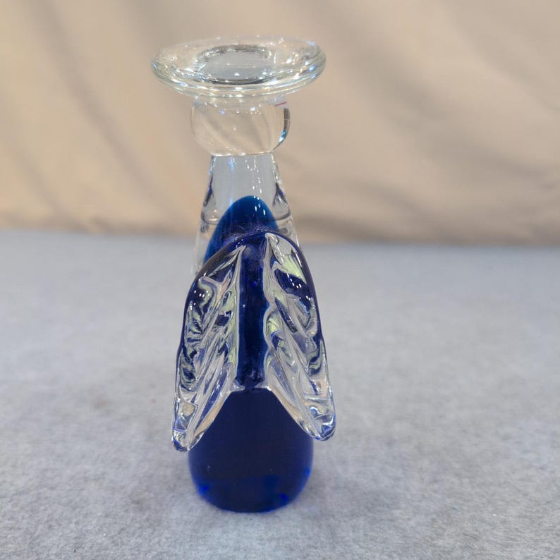 Vintage Murano Cobalt Blue Glass Angel Candle Holder MCM Style image 3