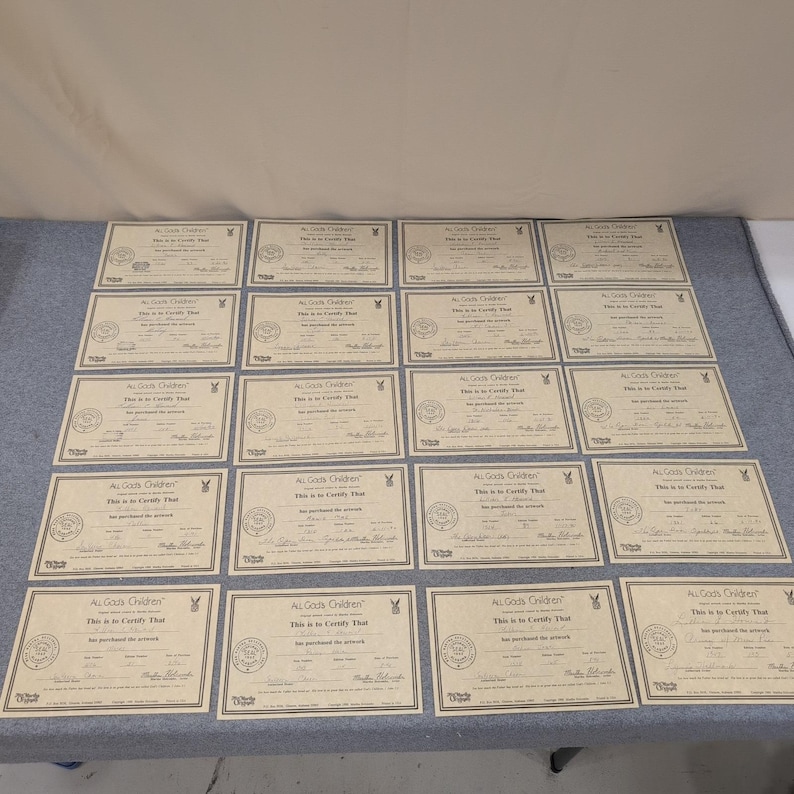 Lot of 20 All God's Children Martha Holcombe Certificates of Authenticity COA image 1