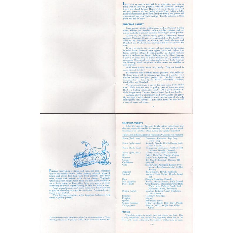 Vtg Alabama Extension Service Frozen Fruits & Vegetables Booklets Auburn Univ image 3