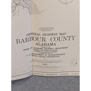 Mapa general de carreteras del condado de Barbour, Alabama, 29" x 18", Eufala Clayton, VTG 1983 imagen 2