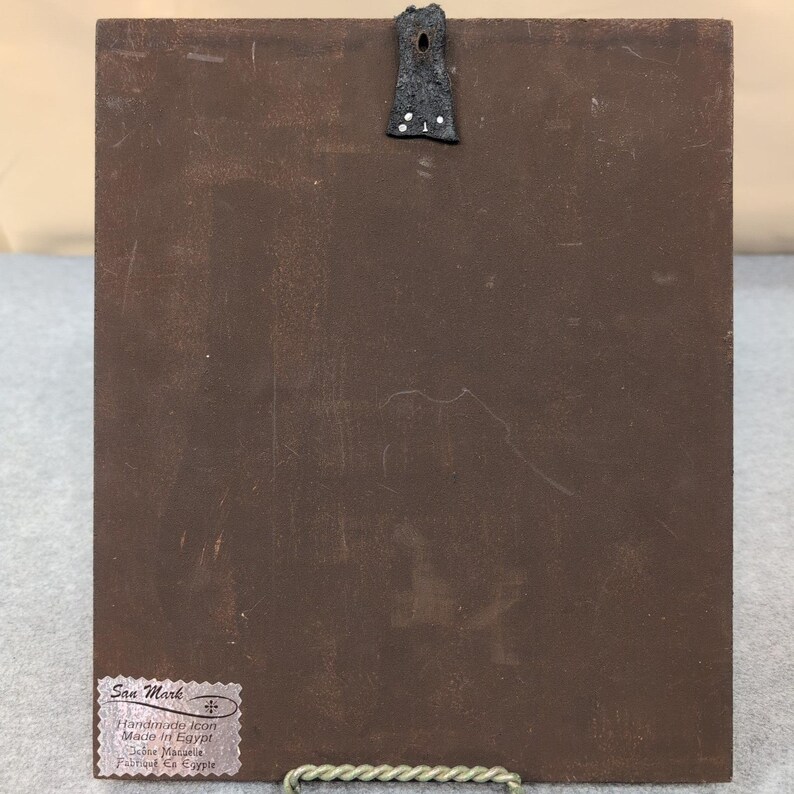Handgefertigte Jungfrau Maria & Kind Ikone Hodegetria Stil Holz Plakette Ägypten San Mark Bild 7