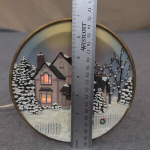 Vintage Lighted 3D Relief Winter Victorian House Collector Plate Holiday Decor image 2