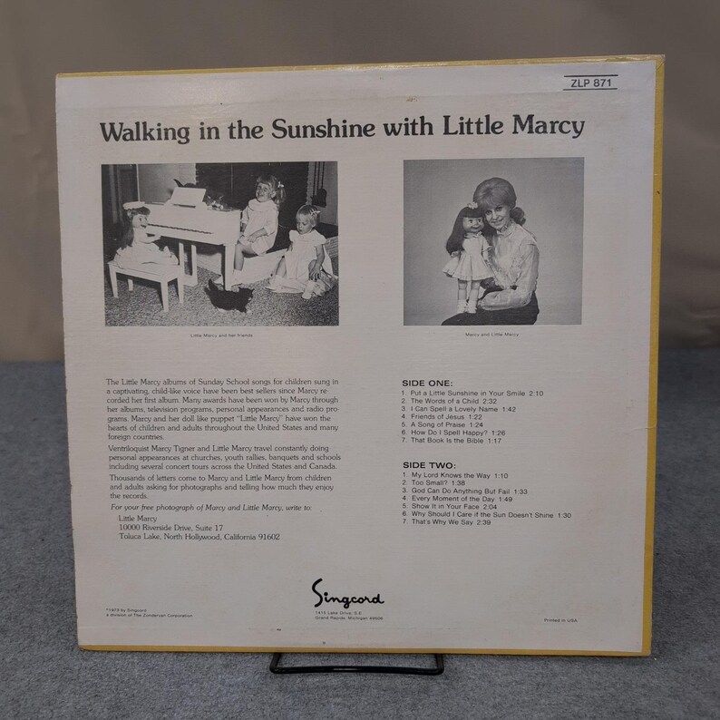 Camminando al sole con Little Marcy Vinile LP Singcord ZLP 871 Domenica immagine 2