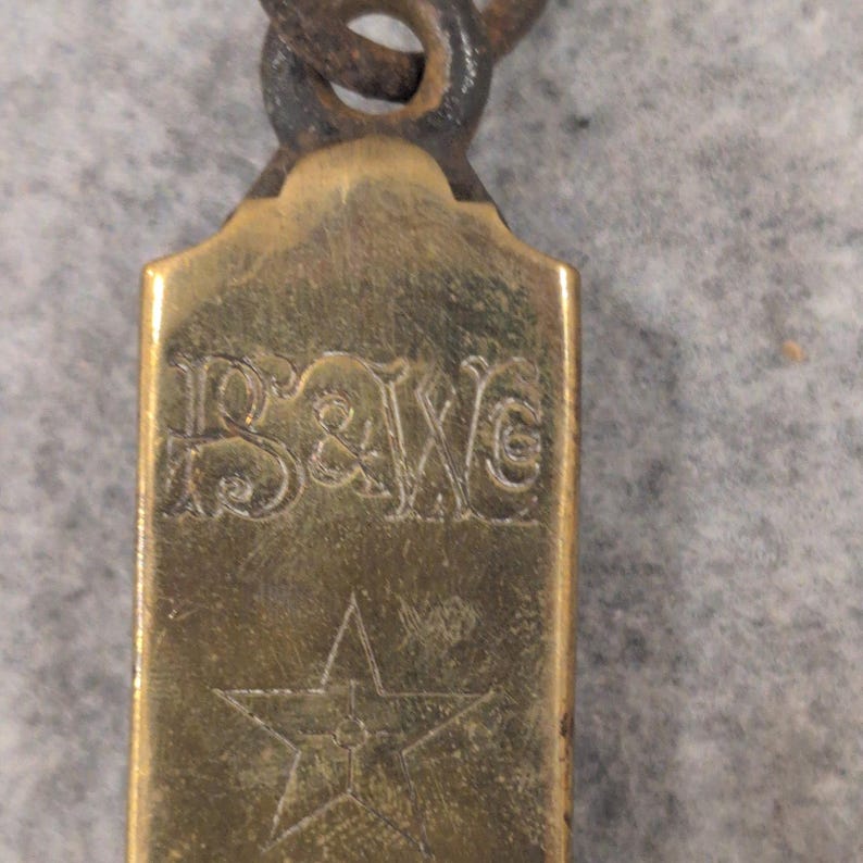 c. 1900 P.S. & W. Co. Antique Brass Spring Scale 25lb Star Logo Primitive Tool image 2