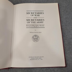 Secretaries of War and Secretaries of the Army William Gardner Bell 1982 VG image 3