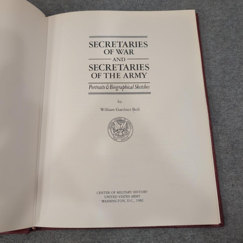 Secretaries of War and Secretaries of the Army William Gardner Bell 1982 VG image 3