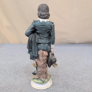 Vintage Porcelain Blue Boy Figurine Matte Hand Painted 18th Century Style Statue image 2