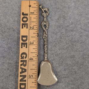 Vintage Figural Deer Souvenir Spoon Bell Shaped Bowl Ornate Silver Tone Metal image 7