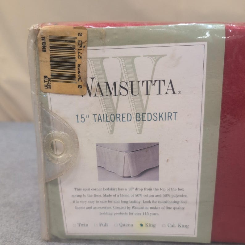 Wamsutta King Size Tailored Bedskirt Red Split Corner 15 Inch Drop New image 2