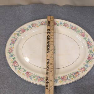 The Harker Pottery Co Vintage Floral Oval Serving Platter Gold Trim Made in USA image 6