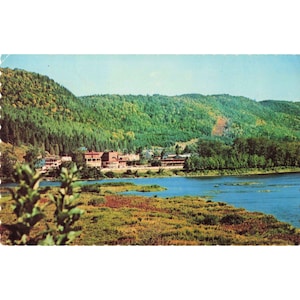 Vintage Matapedia Quebec Kanada Vykort Unik Montreal Scenisk Flodutsikt Krom bild 1