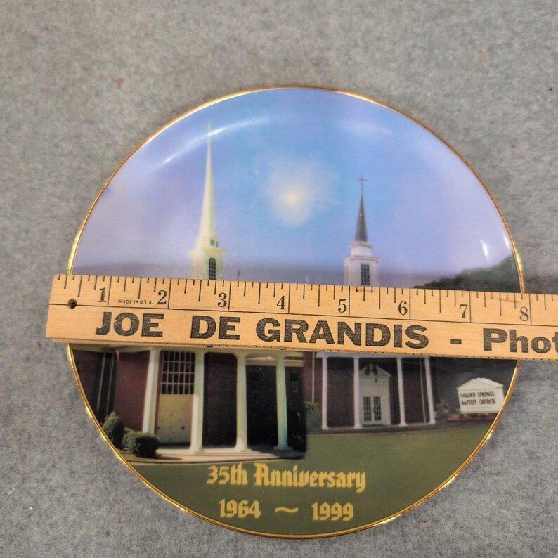Golden Springs Baptist Church 35th Anniversary Porcelain Plate 1964-1999 Gold image 2