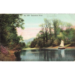 Antique Columbia River Postcard No. 1132 Pacific Novelty Co Sailboat Germany image 1