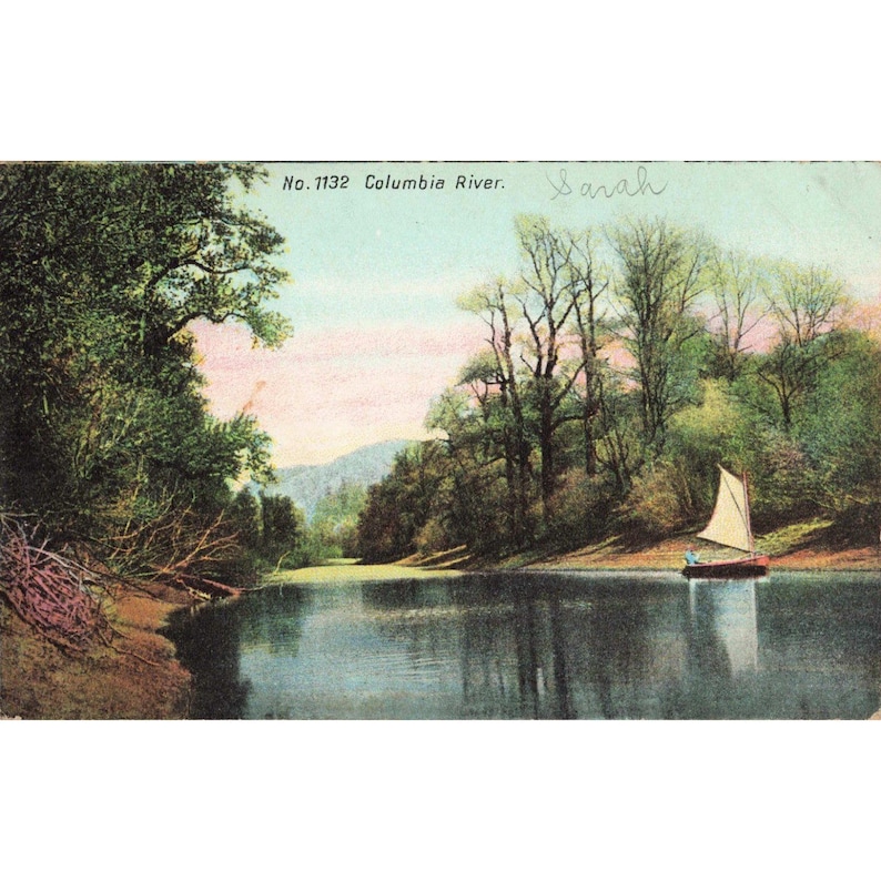 Antique Columbia River Postcard No. 1132 Pacific Novelty Co Sailboat Germany image 1