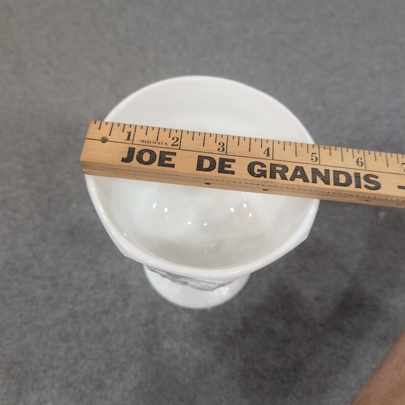 Vintage White Milk Glass Harvest Grape Pedestal Goblet Scalloped Rim image 6