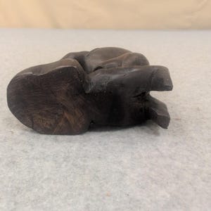 Vintage Hand Carved Dark Wood African Figure Kneeling Woman Grinding with Baby image 5